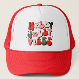 Retro Kerstmis Holly Jolly Vibes Trendy Feestdagen Trucker Pet