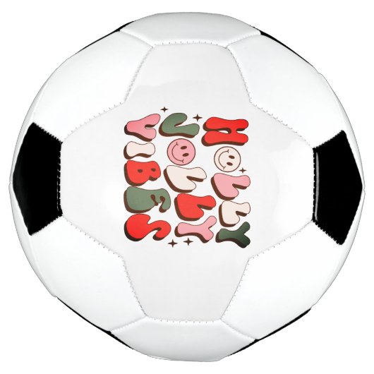 Retro Kerstmis Holly Jolly Vibes Trendy Feestdagen Voetbal (Gedraaid)