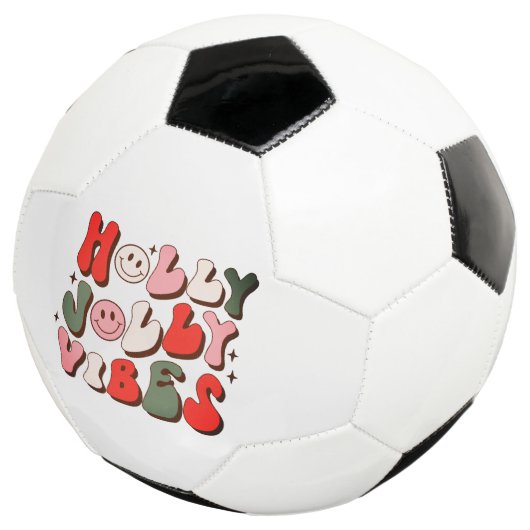 Retro Kerstmis Holly Jolly Vibes Trendy Feestdagen Voetbal (Drie kwart)
