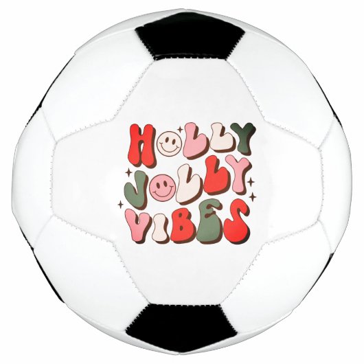 Retro Kerstmis Holly Jolly Vibes Trendy Feestdagen Voetbal (Voorkant)