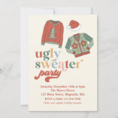 Retro Kerstmis Horrelijke Trui Feest Uitnodiging (Voorkant)