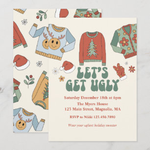 Retro Kerstmis Horrelijke Trui Feest Uitnodiging