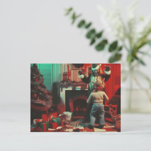 Retro Kerstmis Horror Briefkaart (Staand voorkant)