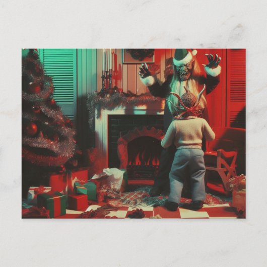 Retro Kerstmis Horror Briefkaart (Voorkant)