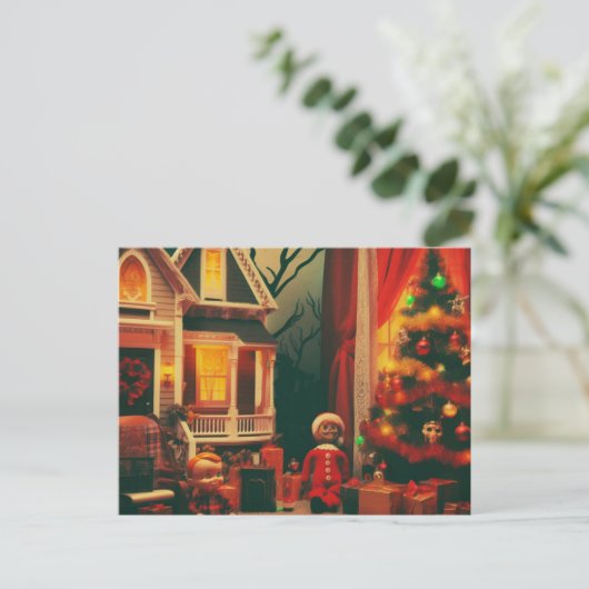 Retro Kerstmis Horror Briefkaart (Staand voorkant)