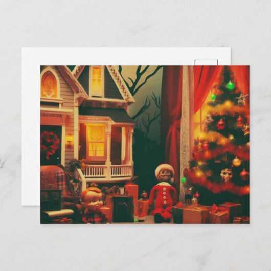 Retro Kerstmis Horror Briefkaart (Voorkant / Achterkant)