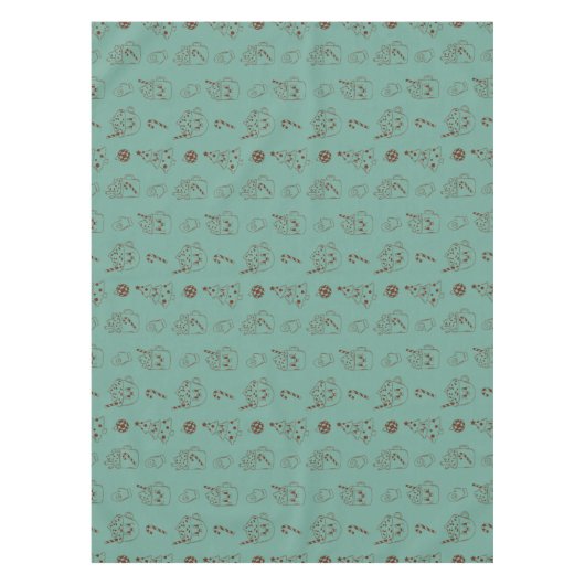 Retro Kerstmis Hot Cacao Vakantie Kawaii Patroon Tafelkleed (Voorkant)