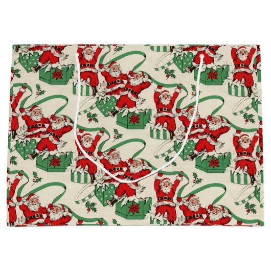 Retro Kerstmis huidige Kerstmis Large Cadeautasje (Voorkant)