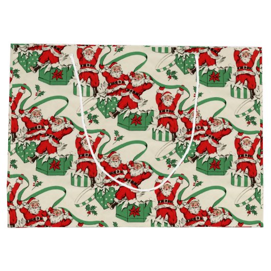 Retro Kerstmis huidige Kerstmis Large Cadeautasje (Achterkant)