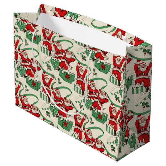 Retro Kerstmis huidige Kerstmis Large Cadeautasje (Achterkant Gekanteld)