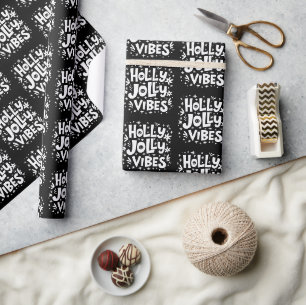Retro Kerstmis Hulst Feestelijk Inpakpapier