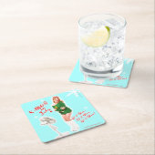 Retro Kerstmis in juli Beverage Coaster Kartonnen Onderzetters (Insitu)