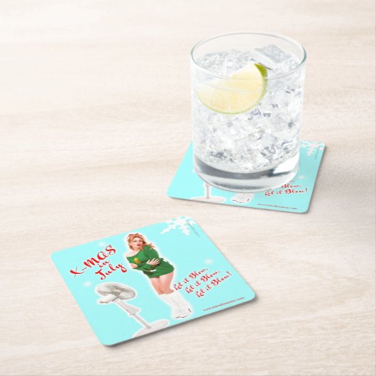 Retro Kerstmis in juli Beverage Coaster Kartonnen Onderzetters (Insitu)