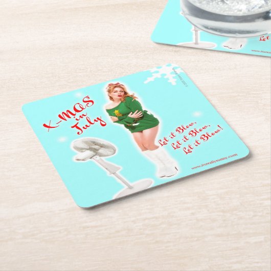 Retro Kerstmis in juli Beverage Coaster Kartonnen Onderzetters (Schuin)