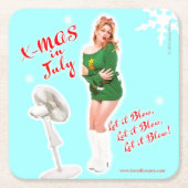 Retro Kerstmis in juli Beverage Coaster Kartonnen Onderzetters (Voorkant)