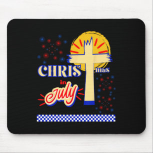 Retro Kerstmis In Juli Christelijk Jezus God Zomer Muismat
