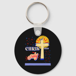 Retro Kerstmis In Juli Christelijk Jezus God Zomer Sleutelhanger