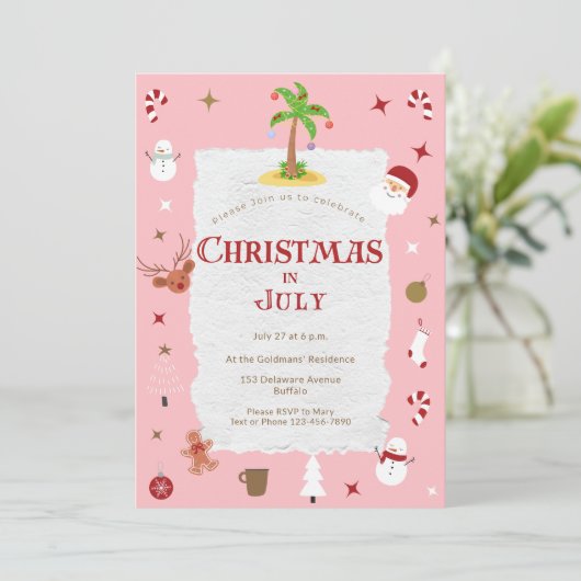 Retro Kerstmis in juli Vertraagd Feest Kaart (Staand voorkant)