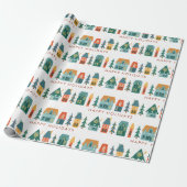 Retro Kerstmis Inpakpapier (Uitgerold)