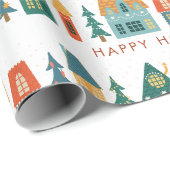 Retro Kerstmis Inpakpapier (Rol Hoek)