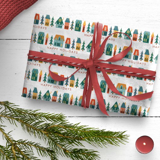 Retro Kerstmis Inpakpapier