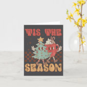 Retro Kerstmis is de kerstboom voor het seizoen. Kaart (Gele Bloem)