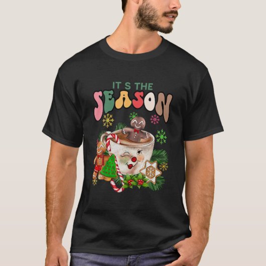 Retro Kerstmis is de kerstboom voor het seizoen. T-shirt (Voorkant)