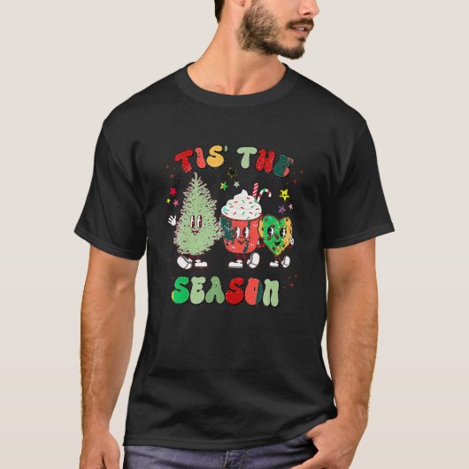 Retro Kerstmis is de kerstboom voor het seizoen. T-shirt (Voorkant)