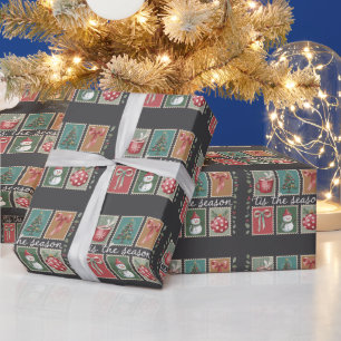 Retro Kerstmis Is Het Seizoen Knus Winter Kerstman Cadeaupapier