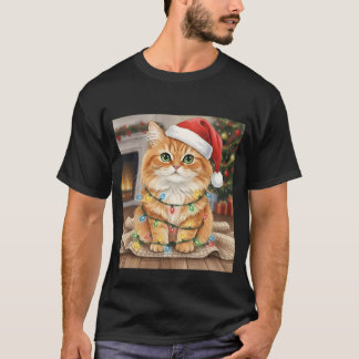 Retro Kerstmis Kat T-Shirt