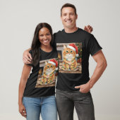 Retro Kerstmis Kat T-Shirt (Unisex)