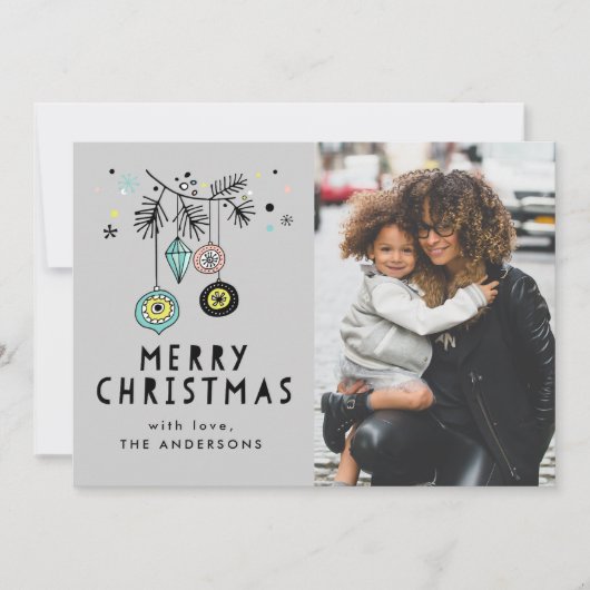 Retro Kerstmis | Kerst Foto Kaart (Voorkant)