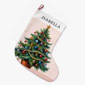 Retro Kerstmis Kerstboom Rustieke Afbeelding Grote Kerstsok (Voorkant (Hangend))