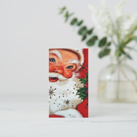 Retro Kerstmis -  kerstkaart - visitekaartje (Staand voorkant)