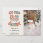 Retro Kerstmis Kerstman Verjaardag Foto Kaart (Voorkant)