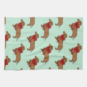 Retro Kerstmis Keukenhanddoek Cadeau (Horizontaal)