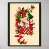 Retro Kerstmis  Kitten Kerstmis Poster (Voorkant)