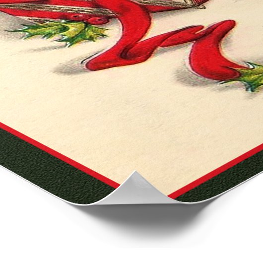 Retro Kerstmis  Kitten Kerstmis Poster (Hoek)