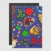 Retro Kerstmis Kleurrijk Blauw Rood Groen (Voorkant / Achterkant)
