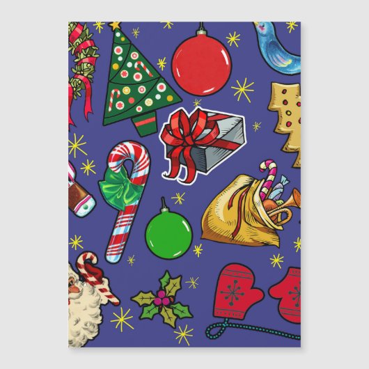 Retro Kerstmis Kleurrijk Blauw Rood Groen (Voorkant)