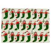 Retro Kerstmis Kousen Groot Cadeauzakje (Achterkant)