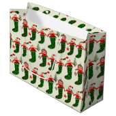 Retro Kerstmis Kousen Groot Cadeauzakje (Voorkant Gekanteld)