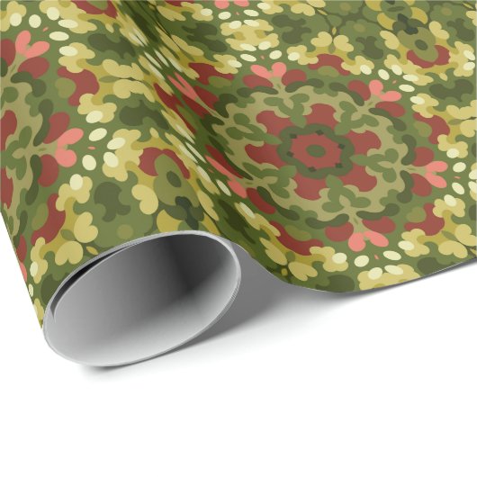 Retro Kerstmis Mandala Cadeaupapier (Rol Hoek)