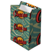 Retro Kerstmis  Medium Cadeauzakje (Voorkant Gekanteld)