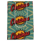 Retro Kerstmis  Medium Cadeauzakje (Achterkant)