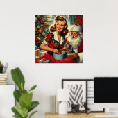 Retro Kerstmis Meisje Poster (Thuiskantoor)