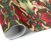 Retro Kerstmis  meisje Roman Elf Classic Cadeaupapier (Rol Hoek)