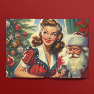 Retro Kerstmis Meisje Tissuepapier