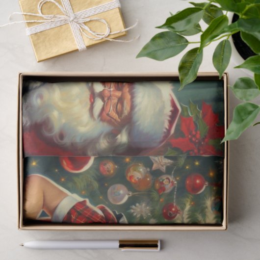 Retro Kerstmis Meisje Tissuepapier (Geschenk)
