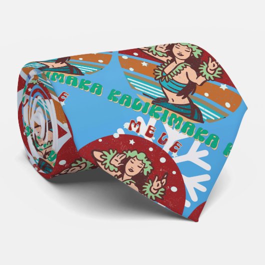 Retro Kerstmis, Mele Kalikimaka Hula Dancer Stropdas (Opgerold)